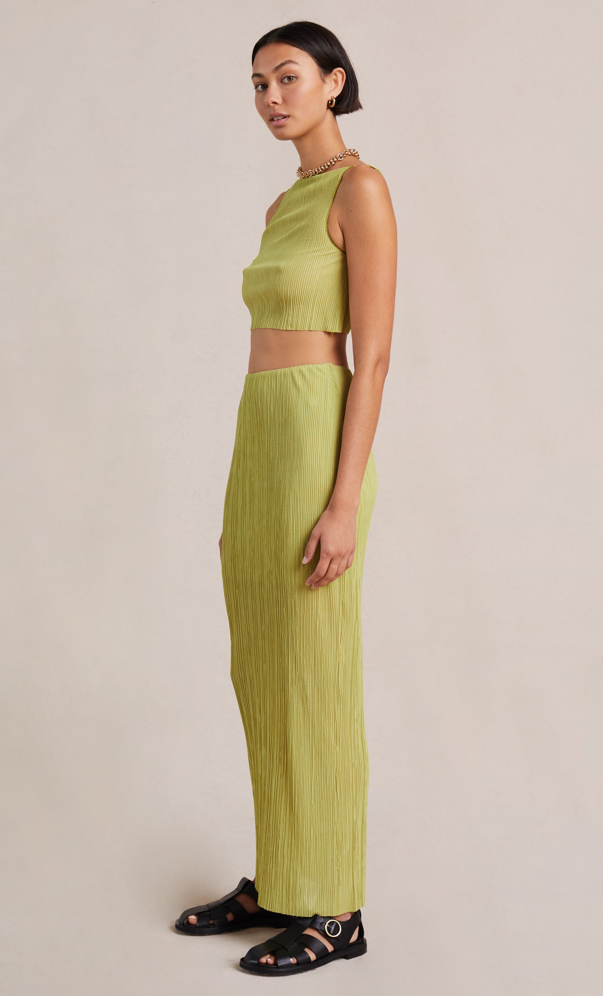 PLISSE MIDI SKIRT - PISTACHIO – BEC + ...